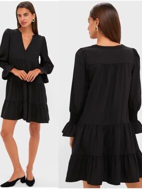 POMANDER PLACE x Tuckernuck Black Crepe Tiered Kenzo Dress